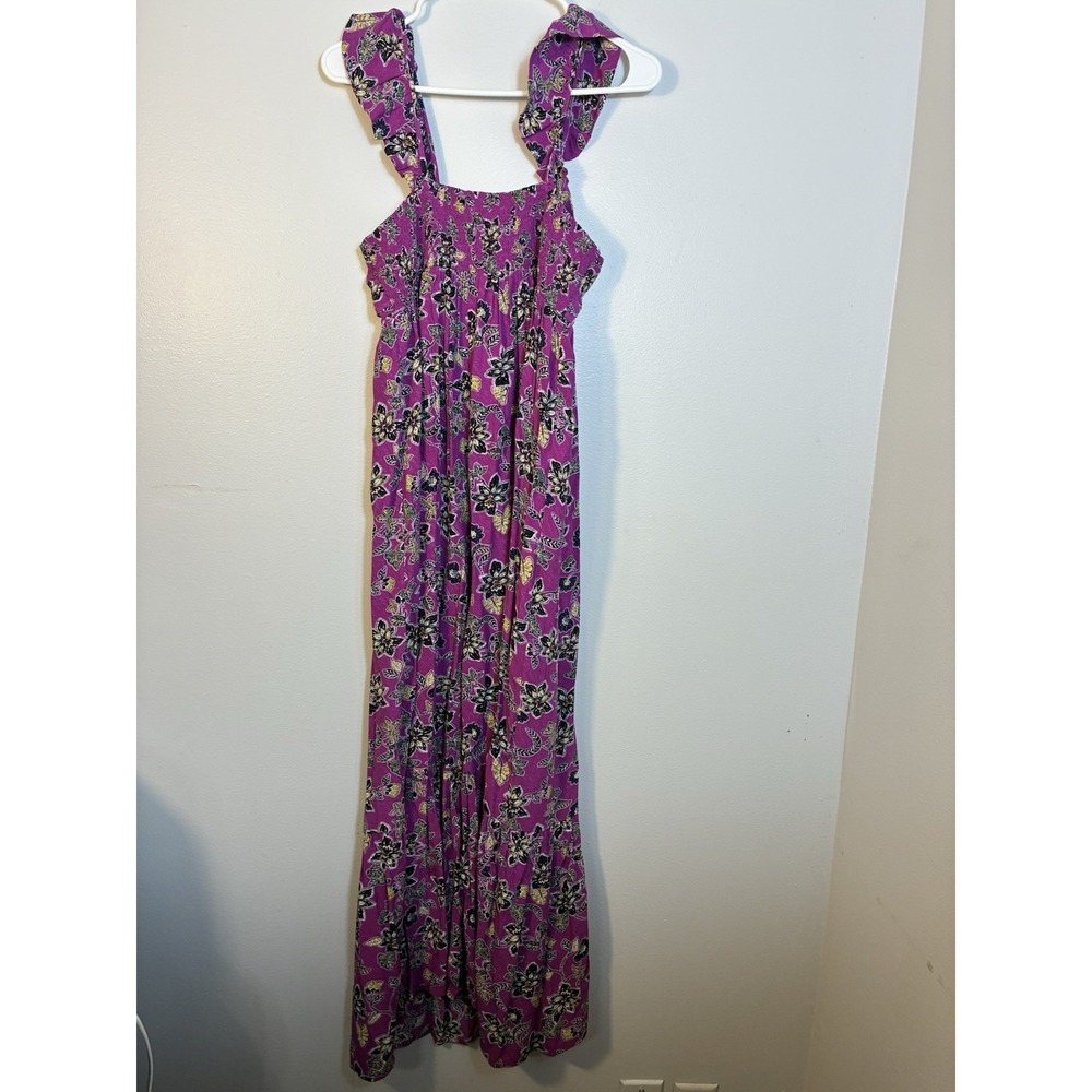 NWT LOFT Purple Clover Hibiscus Ruffle Midi Halter Dress Sz. 4 Cottagecore - Picture 6 of 10